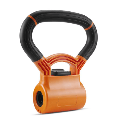 Kettlebell orange pour entraînement de force, conçue pour robustesse et polyvalence dans les exercices fonctionnels.